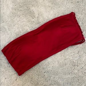 Victoria’s Secret Red Macrame Bandeau Swim Top